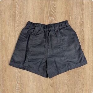 Madewell Linen Blend Pull On Shorts XS‎ Black Elastic Waist Linen Lyocell Summer